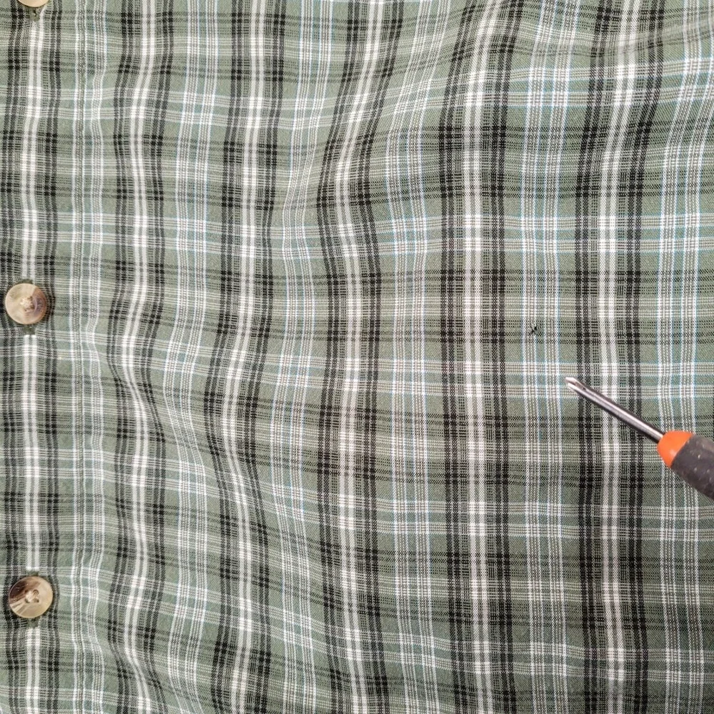 The North Face Mens XL Green Plaid Short Sleeve Button‎ Up Hiking Shirt Modal